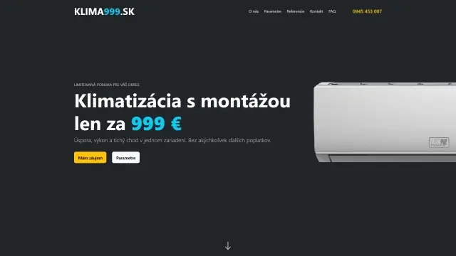 Webstránka Klima999.sk